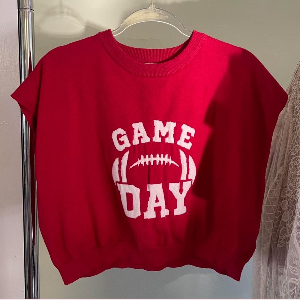 She + Sky Red Game Day Sweater Vest